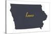 Iowa - Home State- Gray on White-Lantern Press-Stretched Canvas