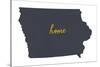 Iowa - Home State- Gray on White-Lantern Press-Stretched Canvas