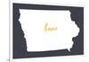 Iowa - Home State- White on Gray-Lantern Press-Framed Art Print