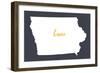 Iowa - Home State- White on Gray-Lantern Press-Framed Art Print