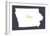 Iowa - Home State- White on Gray-Lantern Press-Framed Art Print