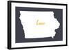 Iowa - Home State- White on Gray-Lantern Press-Framed Art Print