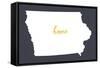 Iowa - Home State- White on Gray-Lantern Press-Framed Stretched Canvas