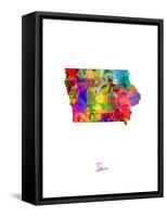 Iowa Map-Michael Tompsett-Framed Stretched Canvas