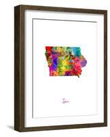 Iowa Map-Michael Tompsett-Framed Art Print