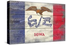 Iowa State Flag - Barnwood Painting-Lantern Press-Stretched Canvas