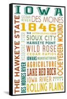 Iowa - Typography-Lantern Press-Framed Stretched Canvas