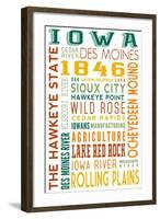 Iowa - Typography-Lantern Press-Framed Art Print