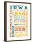 Iowa - Typography-Lantern Press-Framed Art Print