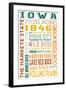 Iowa - Typography-Lantern Press-Framed Art Print