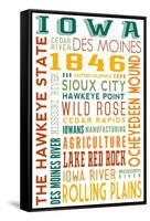 Iowa - Typography-Lantern Press-Framed Stretched Canvas