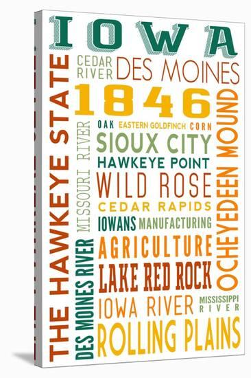 Iowa - Typography-Lantern Press-Stretched Canvas