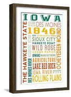 Iowa - Typography-Lantern Press-Framed Art Print