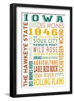 Iowa - Typography-Lantern Press-Framed Art Print