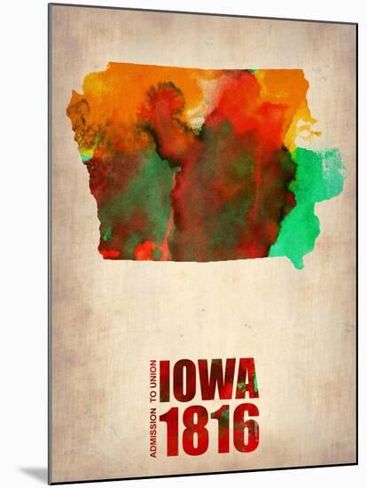 Iowa Watercolor Map-NaxArt-Mounted Art Print