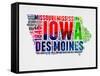 Iowa Watercolor Word Cloud-NaxArt-Framed Stretched Canvas