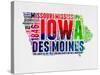 Iowa Watercolor Word Cloud-NaxArt-Stretched Canvas