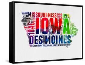 Iowa Watercolor Word Cloud-NaxArt-Framed Stretched Canvas