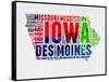 Iowa Watercolor Word Cloud-NaxArt-Framed Stretched Canvas