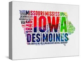 Iowa Watercolor Word Cloud-NaxArt-Stretched Canvas