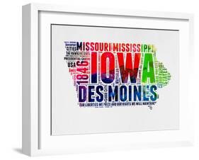 Iowa Watercolor Word Cloud-NaxArt-Framed Art Print