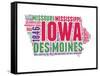 Iowa Word Cloud Map-NaxArt-Framed Stretched Canvas