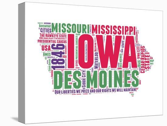 Iowa Word Cloud Map-NaxArt-Stretched Canvas