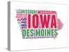 Iowa Word Cloud Map-NaxArt-Stretched Canvas