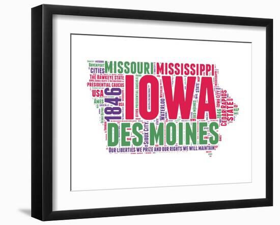 Iowa Word Cloud Map-NaxArt-Framed Art Print