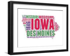 Iowa Word Cloud Map-NaxArt-Framed Art Print