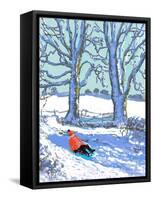 IPad painting, Sledging in Derbyshire, 2021(Ipad print)-Andrew Macara-Framed Stretched Canvas