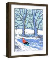 IPad painting, Sledging in Derbyshire, 2021(Ipad print)-Andrew Macara-Framed Giclee Print