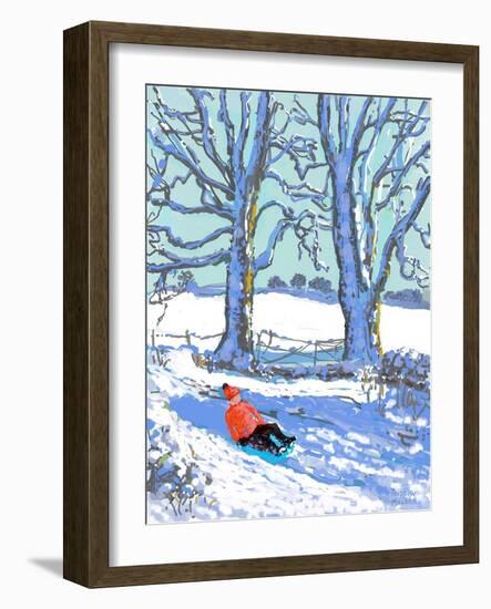 IPad painting, Sledging in Derbyshire, 2021(Ipad print)-Andrew Macara-Framed Giclee Print