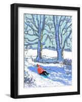 IPad painting, Sledging in Derbyshire, 2021(Ipad print)-Andrew Macara-Framed Giclee Print