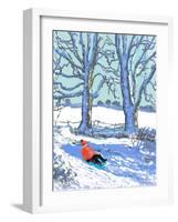 IPad painting, Sledging in Derbyshire, 2021(Ipad print)-Andrew Macara-Framed Giclee Print