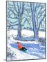 IPad painting, Sledging in Derbyshire, 2021(Ipad print)-Andrew Macara-Mounted Giclee Print