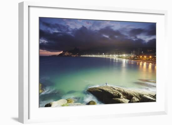 Ipanema Beach and Ponta do Aproador at Sunset, Rio de Janeiro, Brazil, South America-Ian Trower-Framed Photographic Print