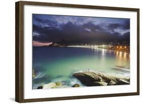 Ipanema Beach and Ponta do Aproador at Sunset, Rio de Janeiro, Brazil, South America-Ian Trower-Framed Photographic Print