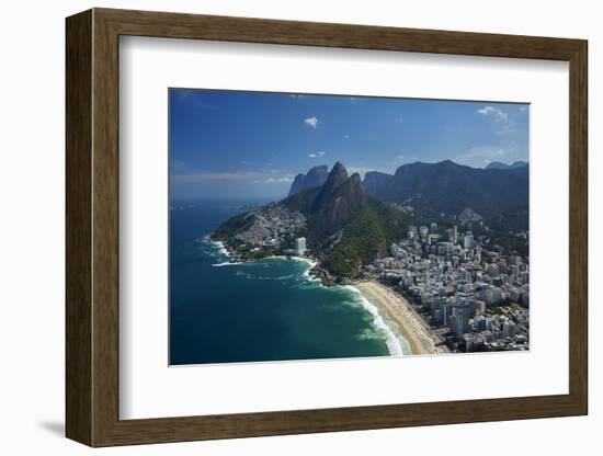 Ipanema Beach, Morro Dois Irmaos, and Vidigal Favela (left), Rio de Janeiro, Brazil-David Wall-Framed Photographic Print