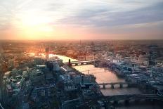 City of London Panorama in Sunset. River Thames and Bridges-IR Stone-Photographic Print