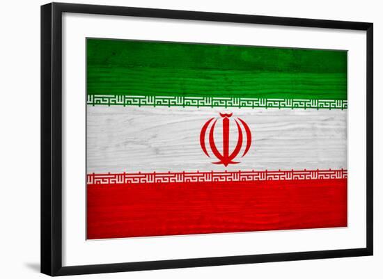 Iran Flag Design with Wood Patterning - Flags of the World Series-Philippe Hugonnard-Framed Art Print