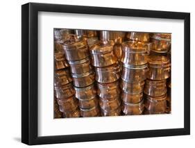 Iran, Kerman, End To End Bazaar, Copper Pots-Walter Bibikow-Framed Photographic Print