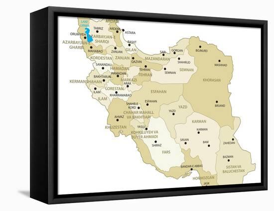 Iran Map-Refe-Framed Stretched Canvas