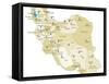Iran Map-Refe-Framed Stretched Canvas