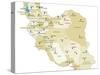 Iran Map-Refe-Stretched Canvas