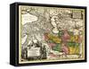 Iran - Panoramic Map-Lantern Press-Framed Stretched Canvas