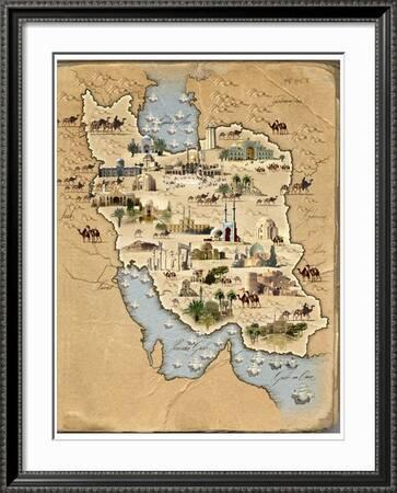 Map Antique Middle East Iran Persia De L'Isle Framed Print Picture Mount 12x16"