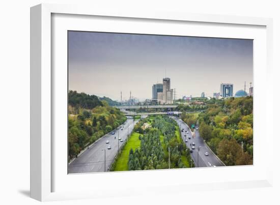 Iran, Tehran, City Skyline From The Pole E Tabiat Nature Bridge-Walter Bibikow-Framed Photographic Print
