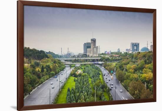 Iran, Tehran, City Skyline From The Pole E Tabiat Nature Bridge-Walter Bibikow-Framed Photographic Print