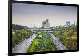 Iran, Tehran, City Skyline From The Pole E Tabiat Nature Bridge-Walter Bibikow-Framed Photographic Print